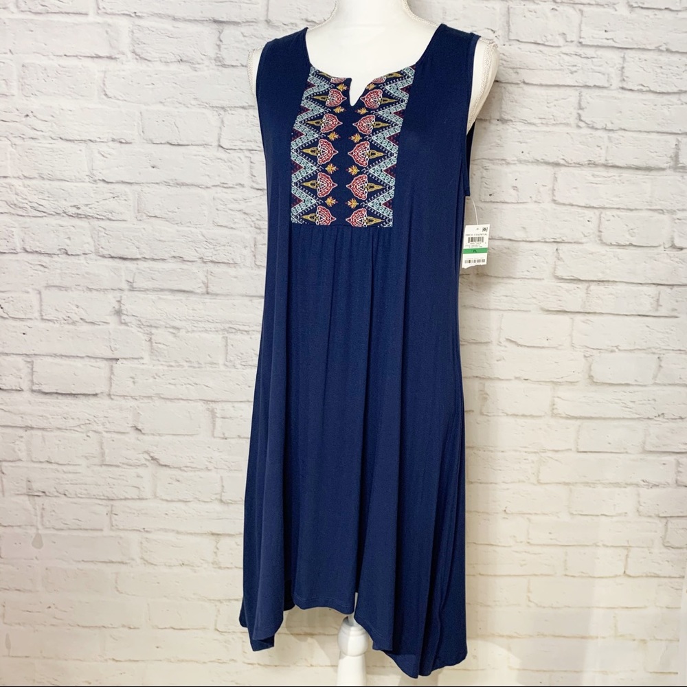 NWT Womens Style & Co embroidered swing dress PL